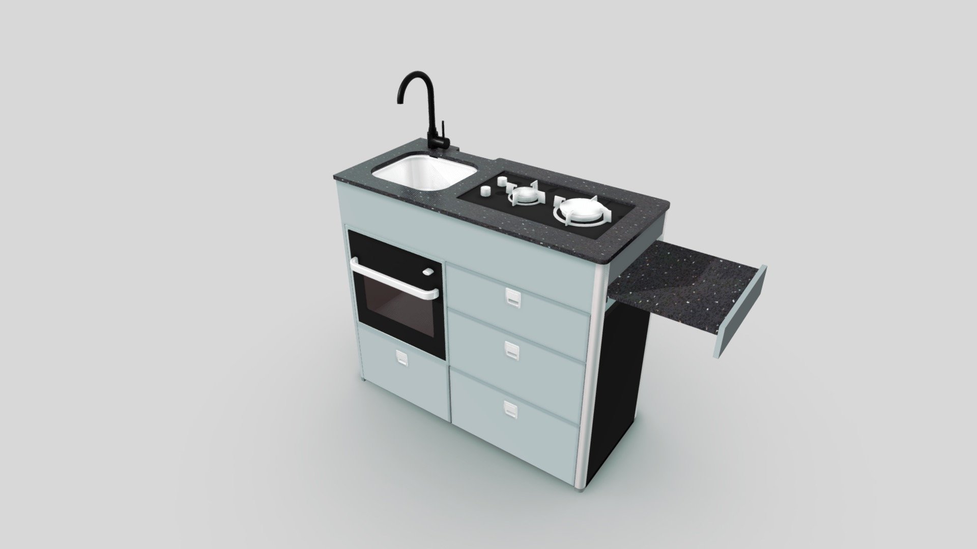 3D model of the evo V5.1 kitchen pod designed by Evo Motion Design to fit your campervan 3d model