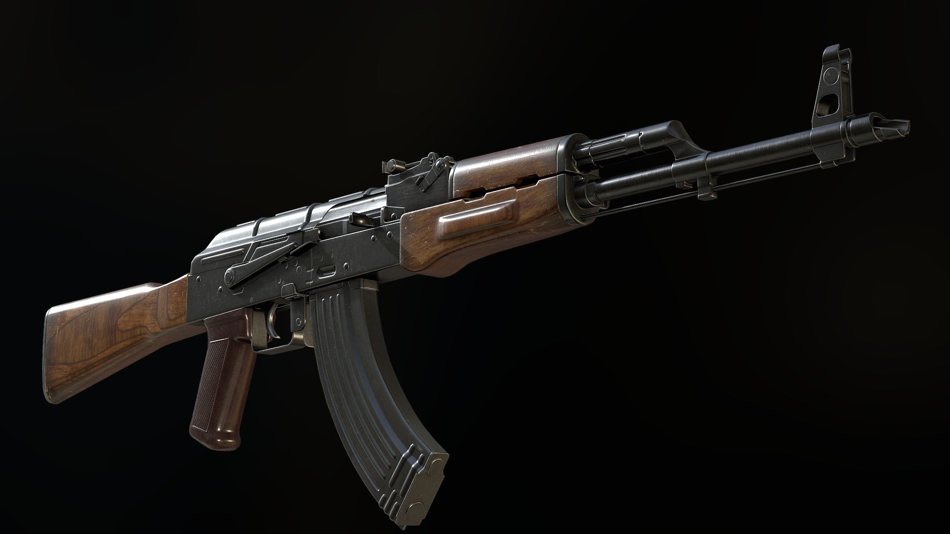 Hi im back with another project, this time I made the famous AKM rifle, also know as Kalashnikov. This is a remodel of my old AKM that I didnt post here, but you can find it on my sketchfab. Im really happy with how the textures turned out, especially wood smiley This was a fun project, what should I make next? - AKM - Buy Royalty Free 3D model by SeveN (@SeveN-Models) 3d model