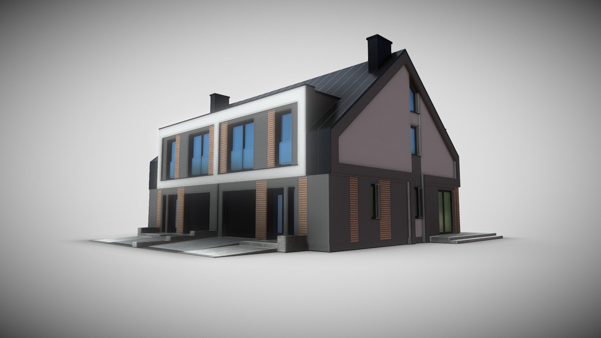 one of semi-detached houses for virtual tour in Unity - semi-detached house - Buy Royalty Free 3D model by IDEART (@rojekm) 3d model