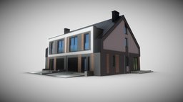 semi-detached house game-ready, unity, low-poly