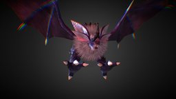 005 Dragón Viento bat, window, battle, lowpoly, creature, monster, animated, fantasy, dragon, rigged