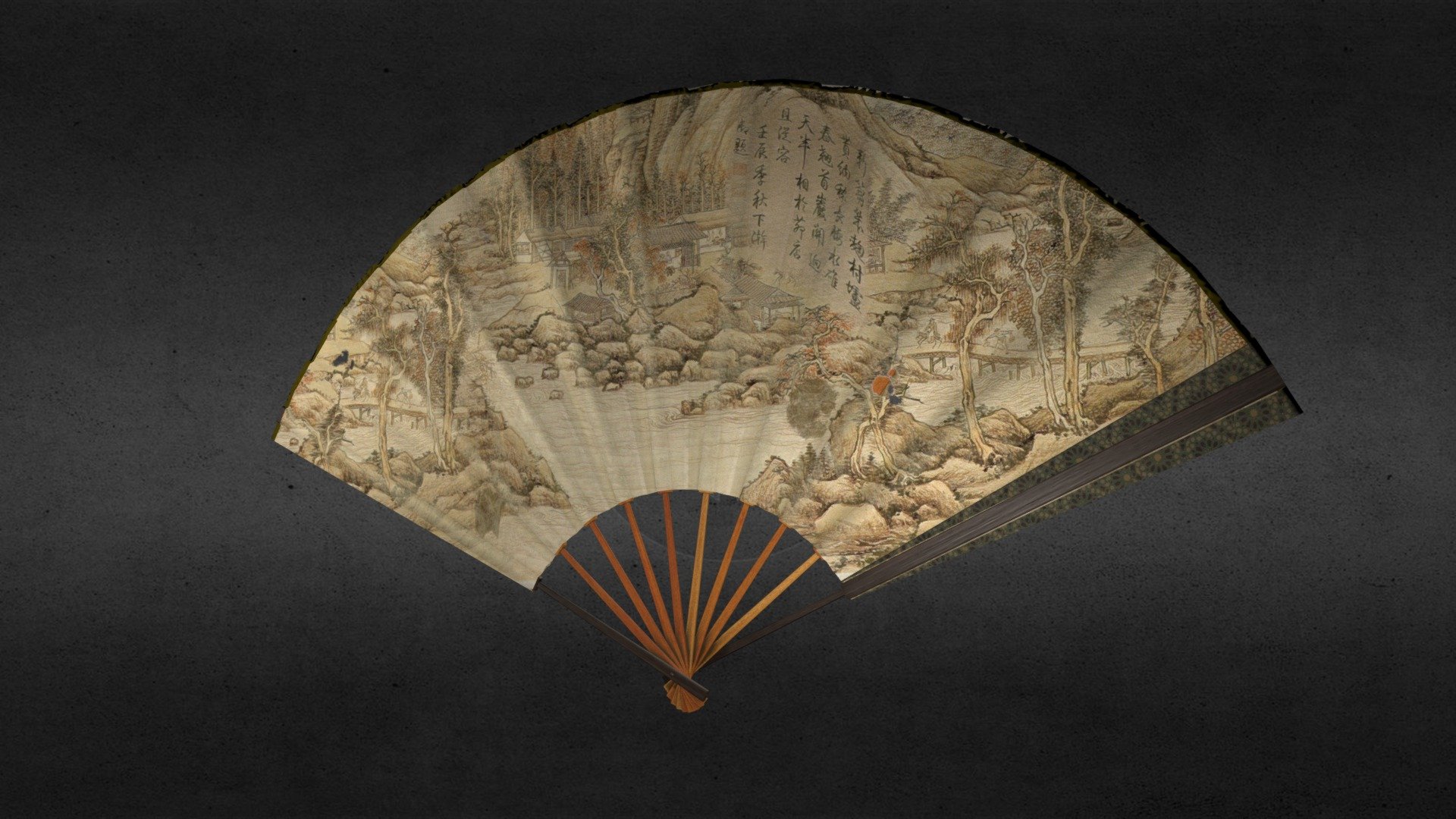 An ancient chinese fan based on lan-ying fan (in China Online Musem) - Chinese Ancient Fan - 3D model by Yandrack 3d model