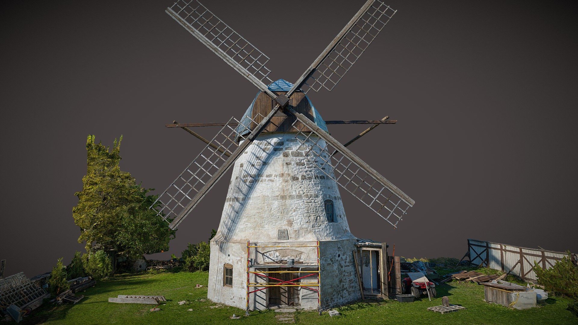 Sometime wide wings of windmills decorated and dominated the landscape. Standing away from the settlements, they looked lonely but powerful, welcoming the wind with all their might.

Kõrtsi windmill Lat: 58.328565 Long: 22.382085 Estonia

Photogrammetry reconstruction in RealityCapture from 345 images. © Saulius Zaura www.dronepartner.lt 2022 - Kõrtsi Windmill - 3D model by Saulius.Zaura 3d model