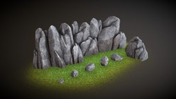 Low-poly set of rock formations