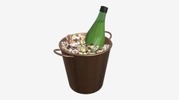 vermouth bott in bucket with ice drink, bucket, ice, party, mockup, alcohol, martini, blank, bottle, vermouth