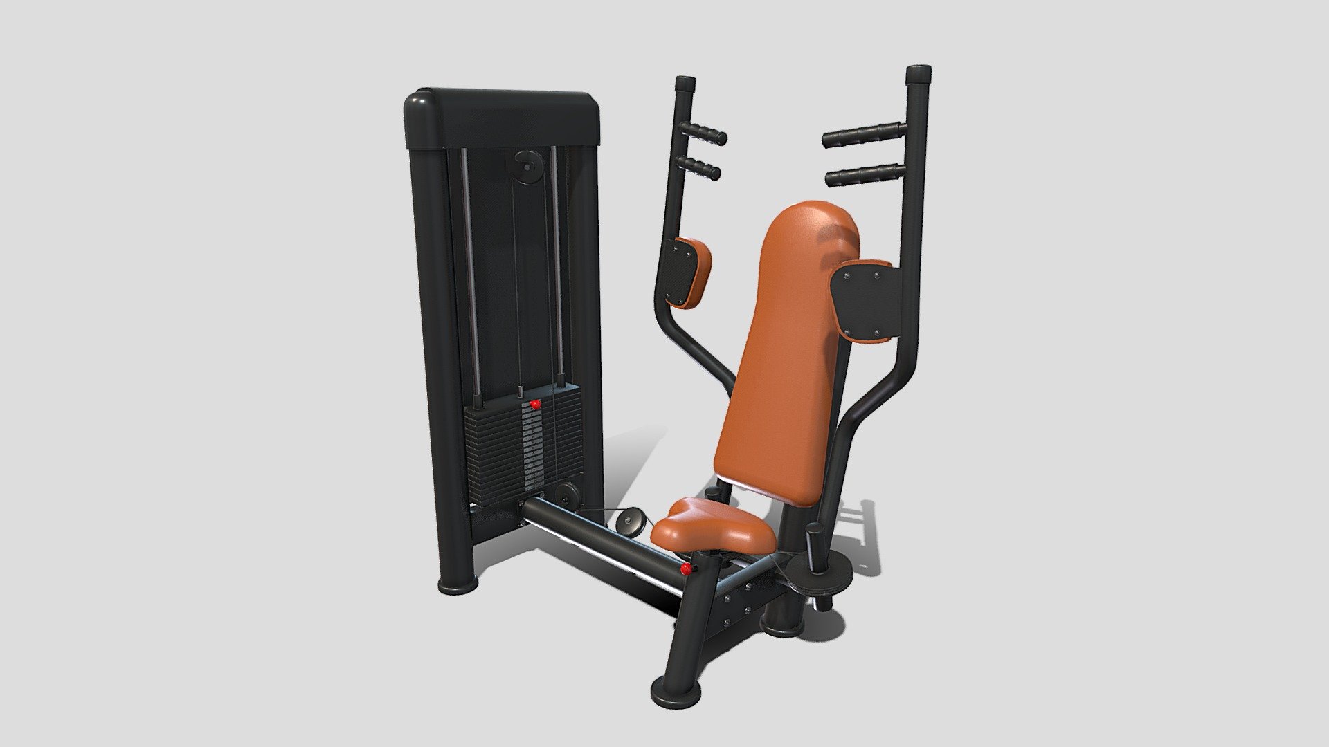 Gym machine 3d model built to real size, rendered with Cycles in Blender, as per seen on attached images. 

File formats:
-.blend, rendered with cycles, as seen in the images;
-.obj, with materials applied;
-.dae, with materials applied;
-.fbx, with materials applied;
-.stl;

Files come named appropriately and split by file format.

3D Software:
The 3D model was originally created in Blender 3.1 and rendered with Cycles.

Materials and textures:
The models have materials applied in all formats, and are ready to import and render.
Materials are image based using PBR, the model comes with five 4k png image textures.

Preview scenes:
The preview images are rendered in Blender using its built-in render engine &lsquo;Cycles'.
Note that the blend files come directly with the rendering scene included and the render command will generate the exact result as seen in previews.

General:
The models are built mostly out of quads.

For any problems please feel free to contact me.

Don't forget to rate and enjoy! - Pec deck machine - Buy Royalty Free 3D model by dragosburian 3d model