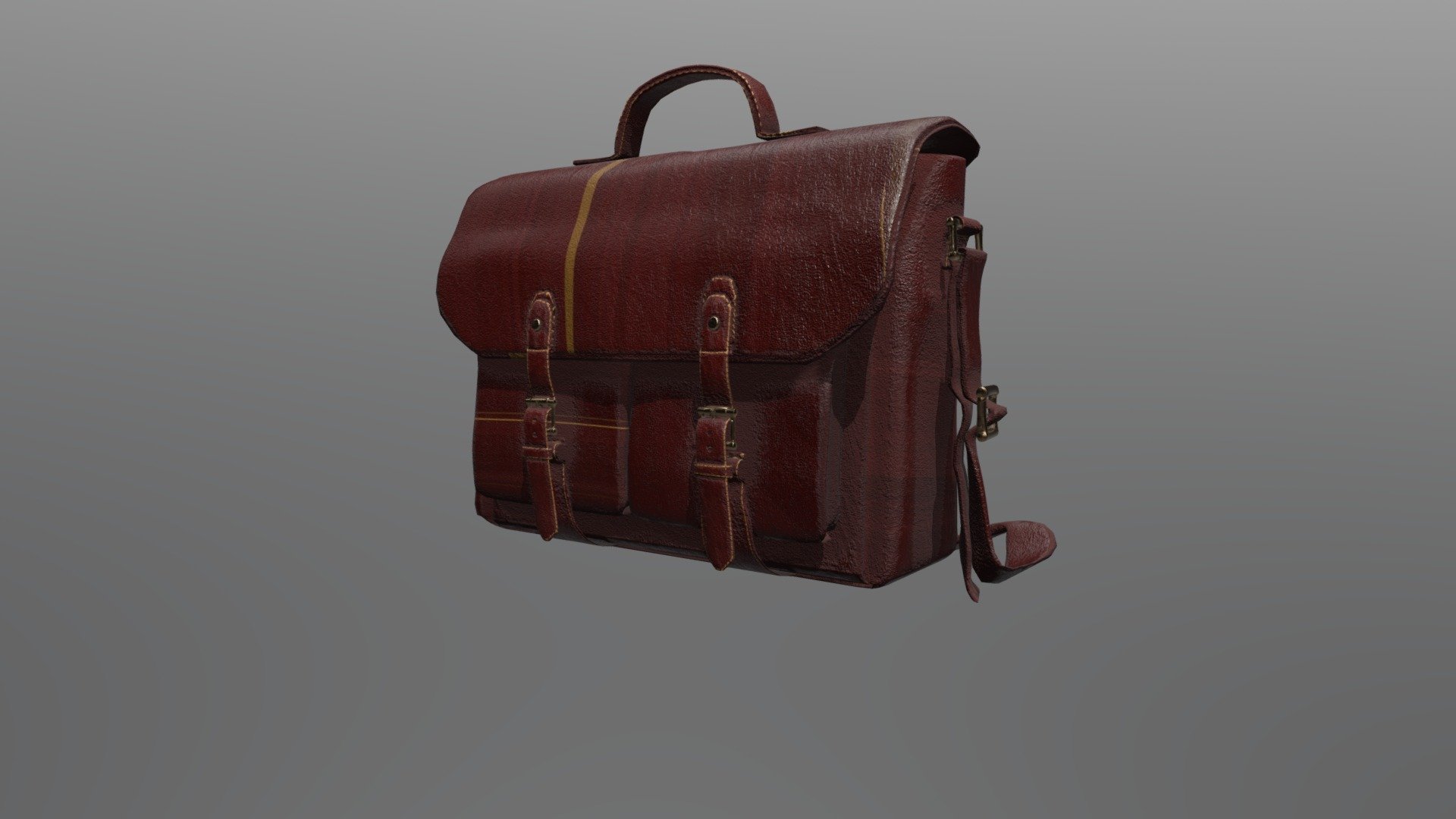 The model is a Vintage Satchel Bag, a soft leather bag with a handle and a shoulder strap, often used to carry books, notes, and documents, laptop - Vintage Satchel Bag - 3D model by Paridha Singh (@paridhasingh) 3d model