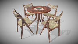 Set Table and Chair furniture, table, unwrap, pbr, chair