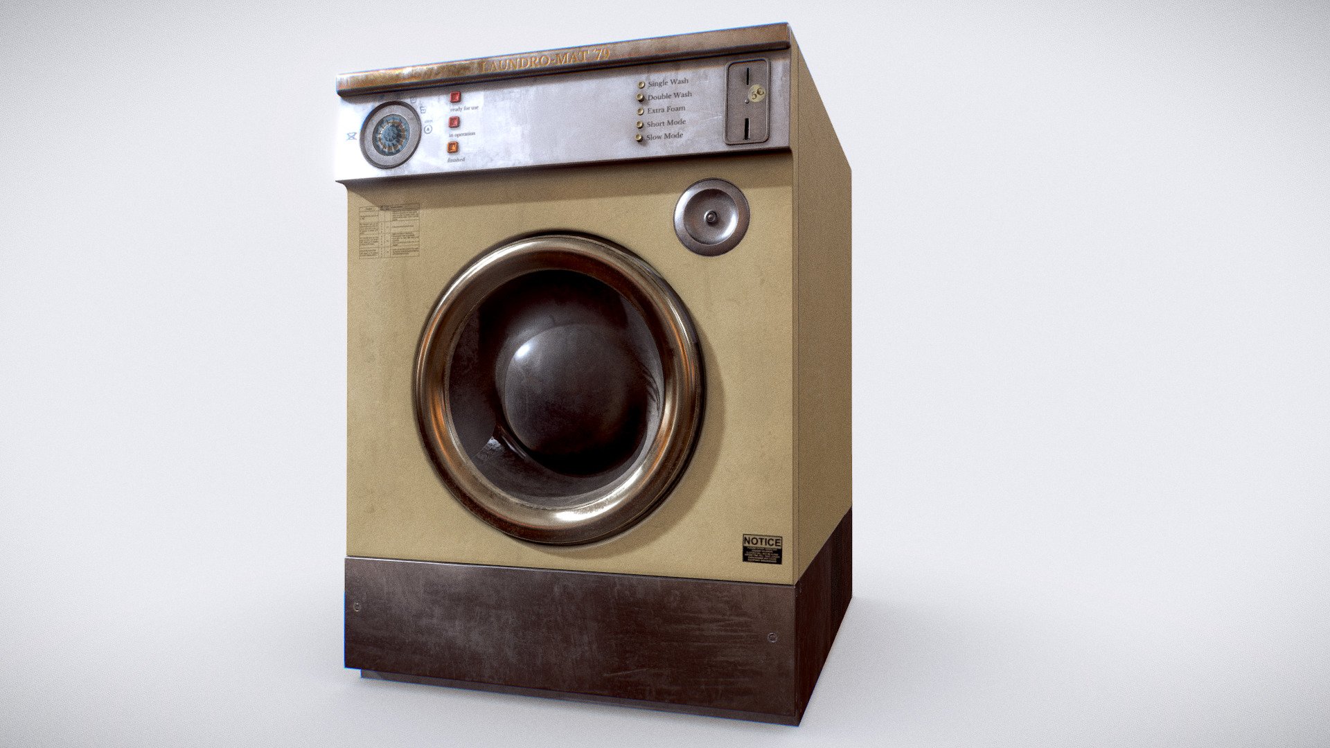 This is a game-ready washing machine from a laundry salon.
Modelled in Blender and textured with Substance Painter 3d model