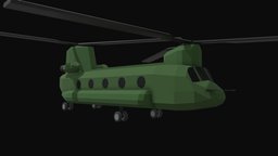 Chinook CH47 Low Poly us, transport, heli, chopper, ready, chinook, troop, ch-47, ch47, unity, game, lowpoly, low, poly, military, helicopter, gameready