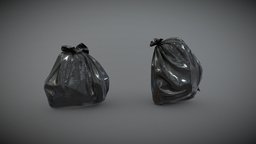Plastic Garbage Bags dump, grey, trash, bag, garbage, waste, pbr, lowpoly, gameasset, street, blue, plastic, black, gameready