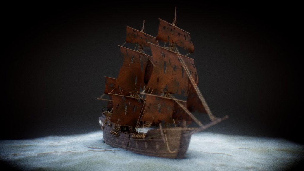 The Black Pearl  ship from the movie Pirates of the Caribbean, although it's not 100% acurrate. I made this model last summer as my first big project, but at that time I didn't know about Sketchfab. So now, after some UV unwrapping and texturing rework, I uploaded it here. I love the way it looks inside this viewer!

I used it for a render long ago (https://www.artstation.com/artwork/eZBgD), which ended with the boat inside a bottle due to my incapability to recreate a decent sea environment. Completely made using Blender.

&ldquo;Okay, one rope more and it's finished&hellip; yes&hellip; it's done&hellip; ¡Noooo! I forgot the upper sail's ropes&hellip;