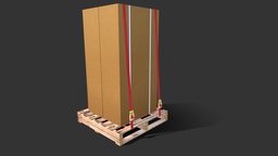 Warehouse Wooden Pallets With Boxes pallet, wooden, warehouse, boxes, strap, straps, box, ratchet, pallets, low-poly-model, environmet, lowpoly, wood