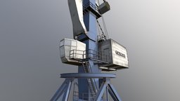 Lowpoly Port Crane transportation, dock, pier, deck, realistic, cargo, machine, port, crane, loading, petersburg, low-poly, pbr, lowpoly, container