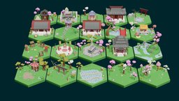 Low Poly Asian Style Set