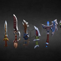 Hand painted weapon practice painted, game, weapons, art, low, poly, axe, sword, hand
