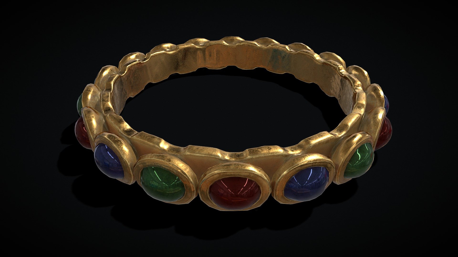 Gold Jeweled Bracelet 
VR / AR / Low-poly
PBR approved
Geometry Polygon mesh
Polygons 9,288
Vertices 8,892
Textures 4K
Materials 1 - Gold Jeweled Bracelet - Buy Royalty Free 3D model by GetDeadEntertainment 3d model