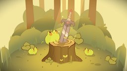 Magical Find forest, toon, outline, frogs, blender, lowpoly, sword, magic