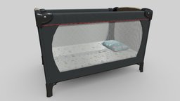 Baby Cot Bed bed, baby, crib, vr, ar, cot, pbr-texturing, matters, pbr, lowpoly, gameready