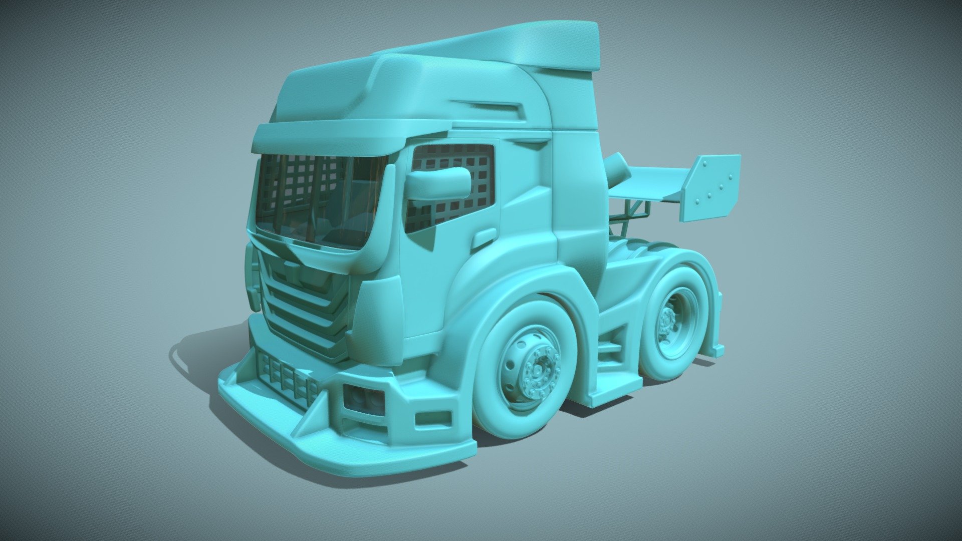 3d model of truck_racing toon.
N.B. if used for 3d prints there are non-optimized pieces that could create some problems 3d model