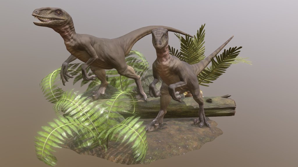 (Set Settings-&gt;Textures-&gt; HD)

I'm a big fan of Jurassic Park and so I decided to model a raptor inspired by the movies. Modeling and rigging done in Blender, sculpting and texturing in ZBrush and all the renders in Marmoset Toolbag 3. For the base and props I used Blender, ZBrush and Substance Painter for texturing. 
Please check my artstation link for high resolution renders!
https://www.artstation.com/artwork/OVL36

Cheers! - Velociraptors - 3D model by arischrys 3d model