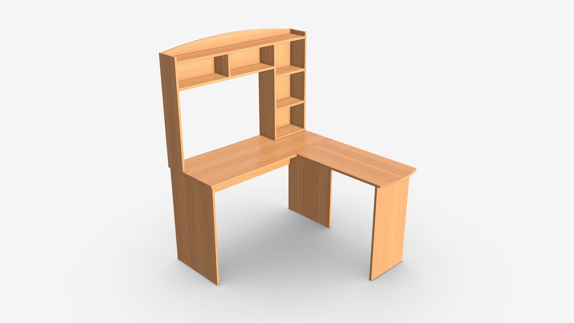 L-shape Computer Desk with Shelf - Buy Royalty Free 3D model by HQ3DMOD (@AivisAstics) 3d model