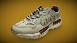 (W) Gucci Rhyton Leather Sneakers Logo shoescan