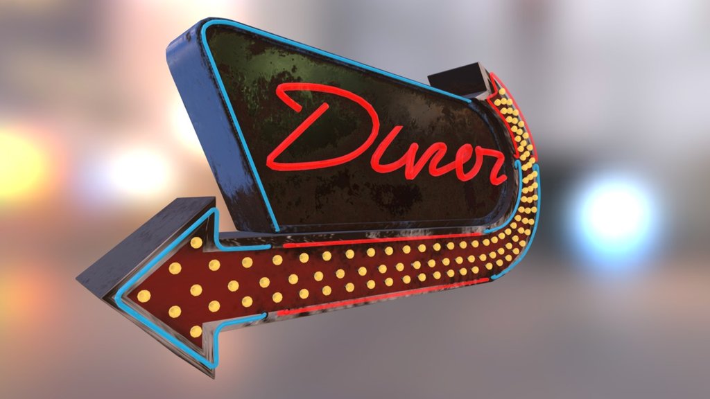Neon Diner Sign - 3D model by rianyo 3d model
