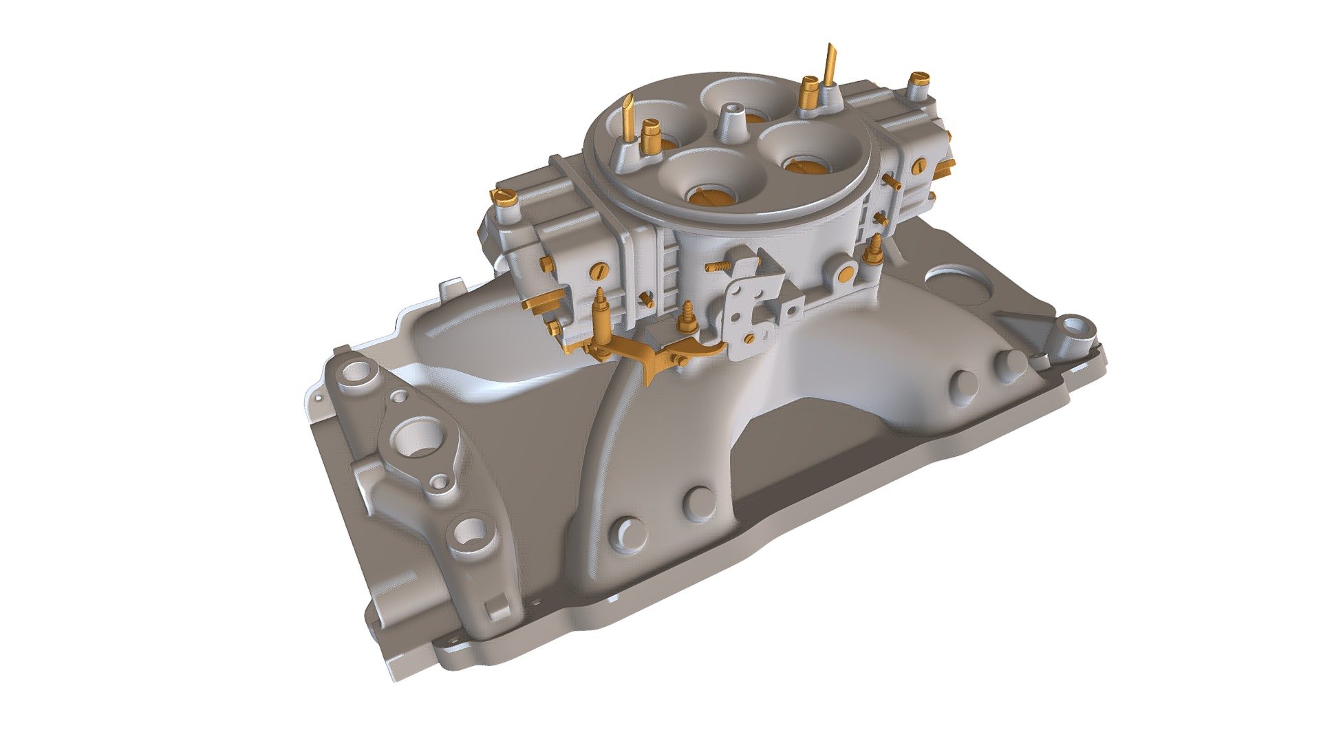 Quality 3d model of holley carburetor and intake manifold 3d model