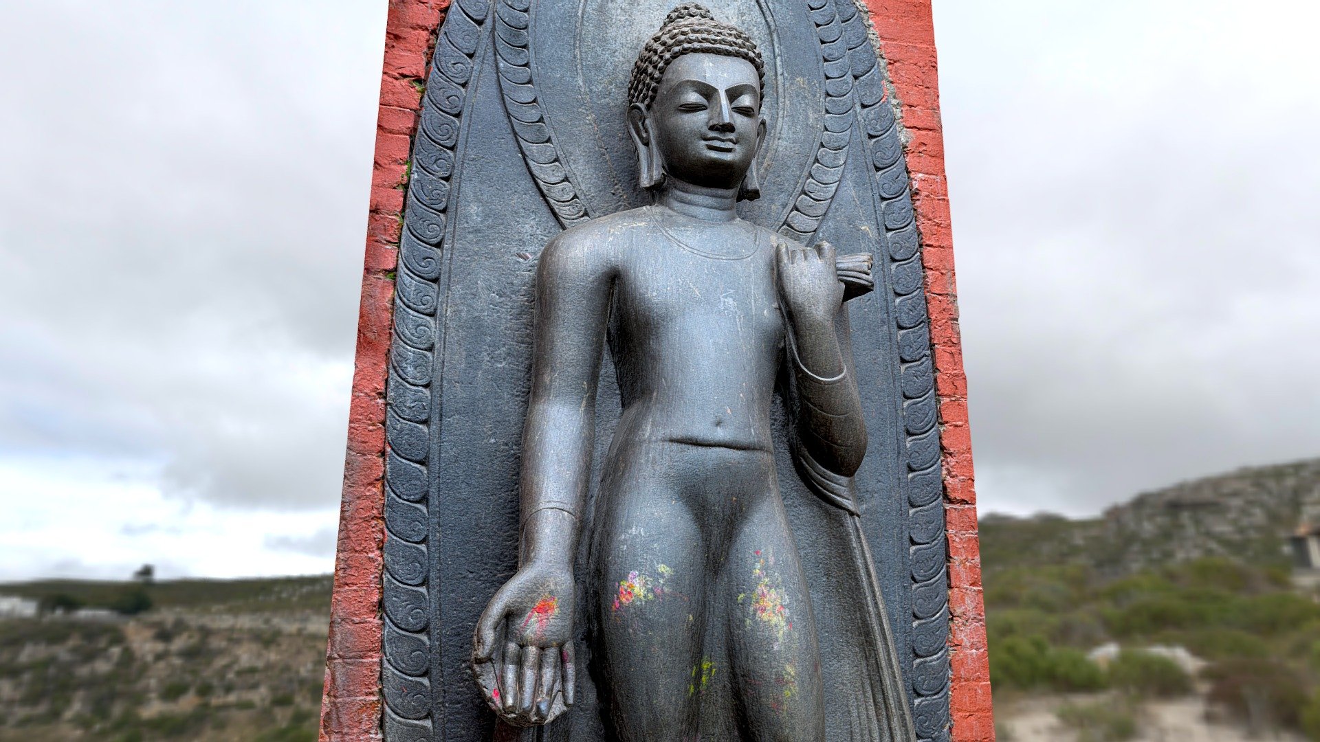 Sculpture of standing Buddha, made up of a single huge granite stone. This piece of history is located at swayambhunath temple in Kathmandu. 

Built in 10th century, it is one of the oldest sculpture at swayambhu. It is located at the front side of the hill, on the old route to the stupa. 
Word &ldquo;swayambhu