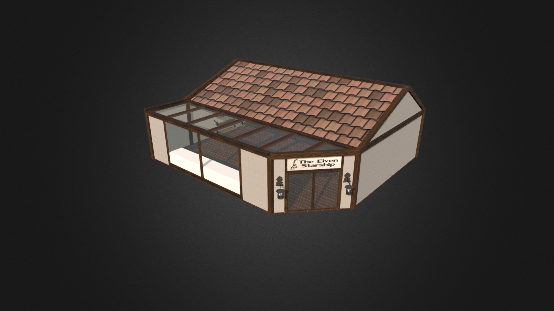 This building was created to act as a small store in Second Life. It also has some simple furniture 3d model
