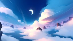SkyBox scene, sky, 360, clouds, level, rose, day, sunny, panorama, leveldesign, casual, dreamy, 6k, wallpaper, skybox, cloudy, cubemap, cartoon, stylized, blue, anime, environment, noai, createdwithai