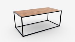 Coffee table Seaford rectangle modern, wooden, cafe, rectangle, coffee, comfortable, top, brown, furniture, table, frames, decor, metal, warm, 3d, pbr, design, wood, interior, seaford