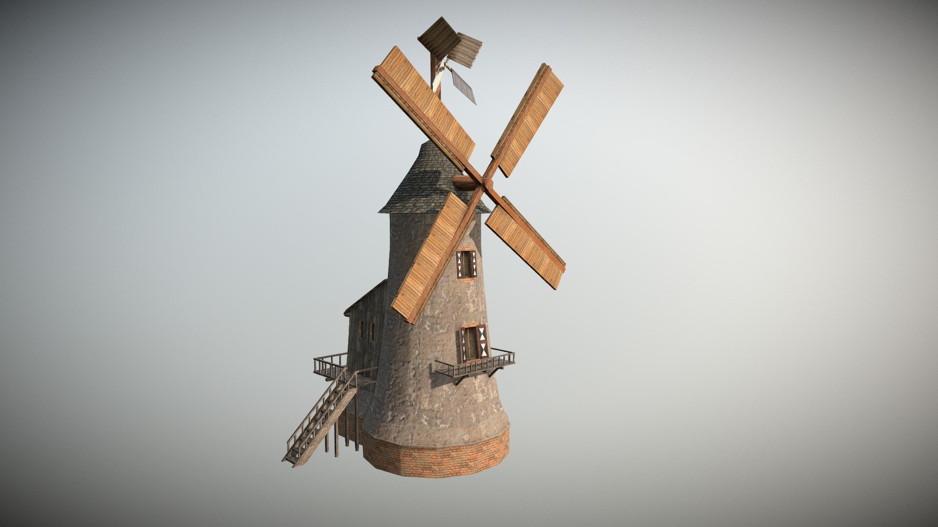 Game ready animated model - Windmill - 3D model by Dexsoft Games (@dexsoft-games) 3d model