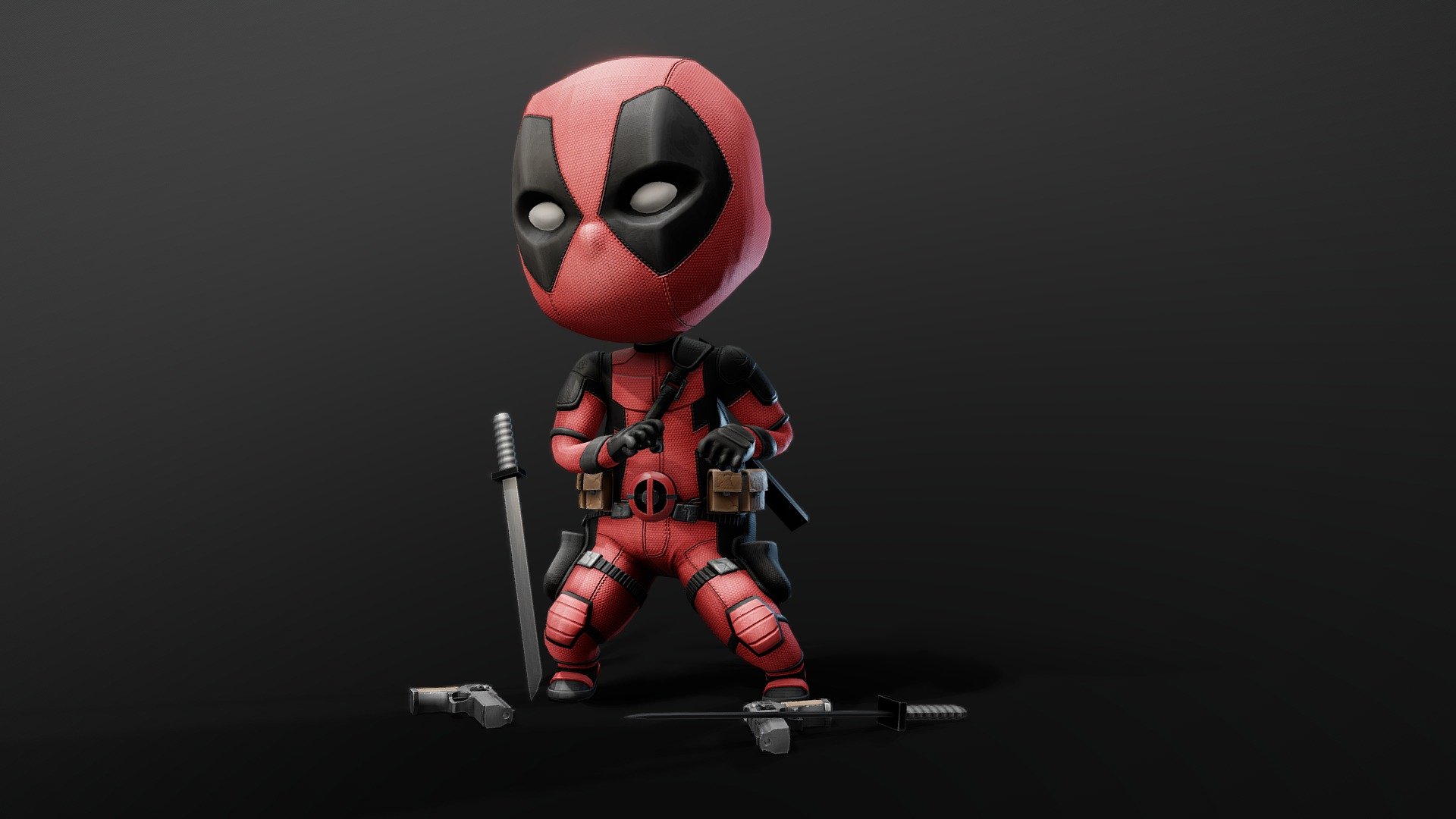 My first experience in creating a character ) - Deadpool Chibi - 3D model by DMart (@DMartPro) 3d model