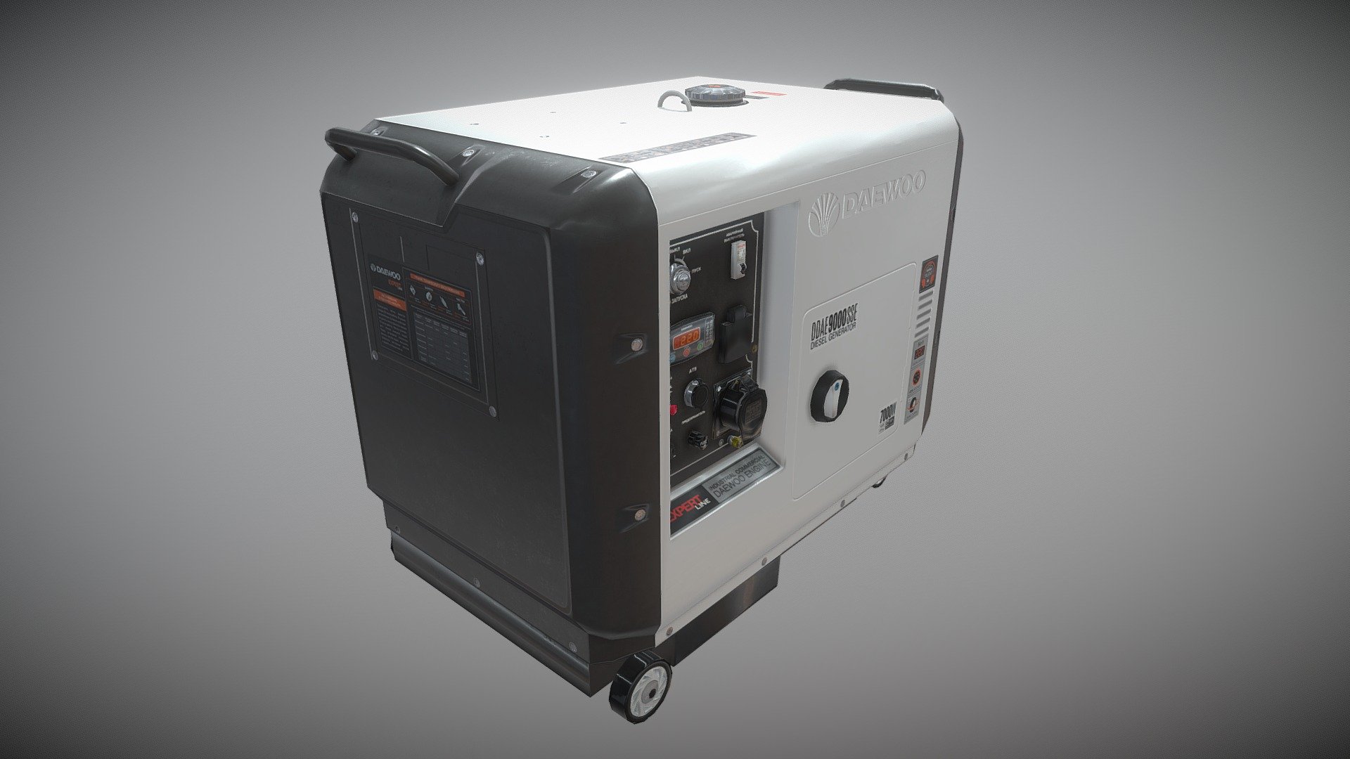 Daewoo DDAE9000SSE diesel generator 7000W. Made in 3ds Max, Substance Painter, Photoshop. 4k PBR textures, 2.9 tris, low poly 3d model