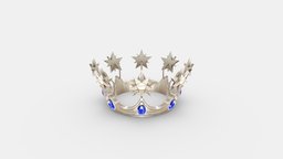 Cartoon queen crown hat, clothes, crown, emperor, queen, king, right, sapphire, prince, lowpolymodel, handpainted, royal
