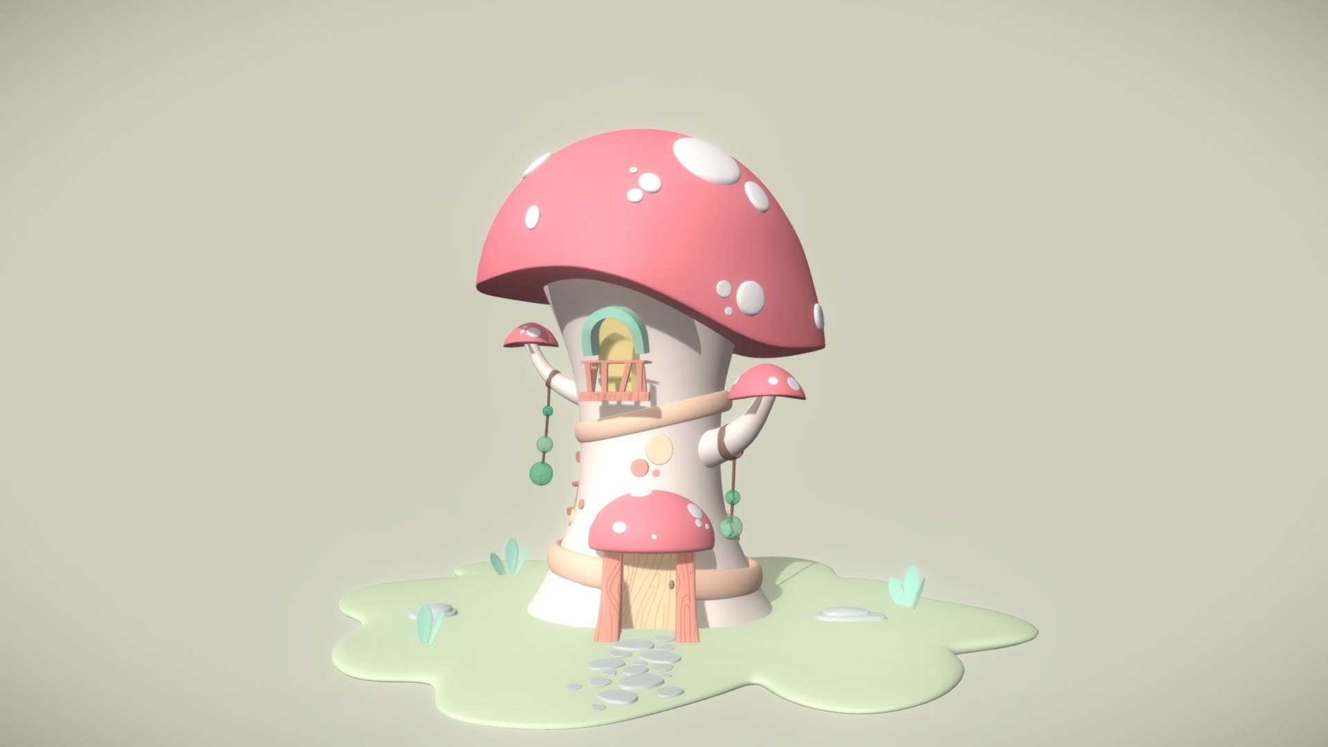 Mushroom House - 3D model by YanLing (@ChowYanLing) 3d model