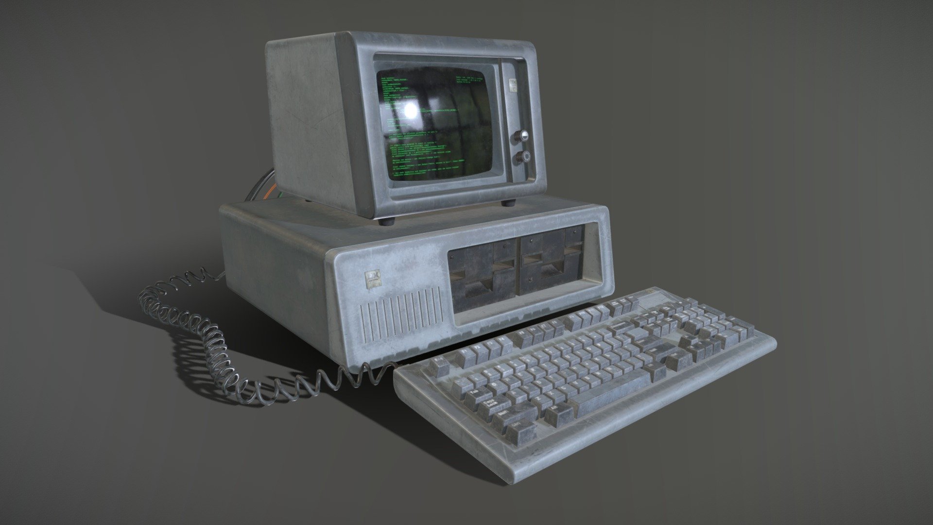 3D render and textures of an old IBM Computer. Modeled in Cinema 4D and Maya, textured in Substance Painter 3d model
