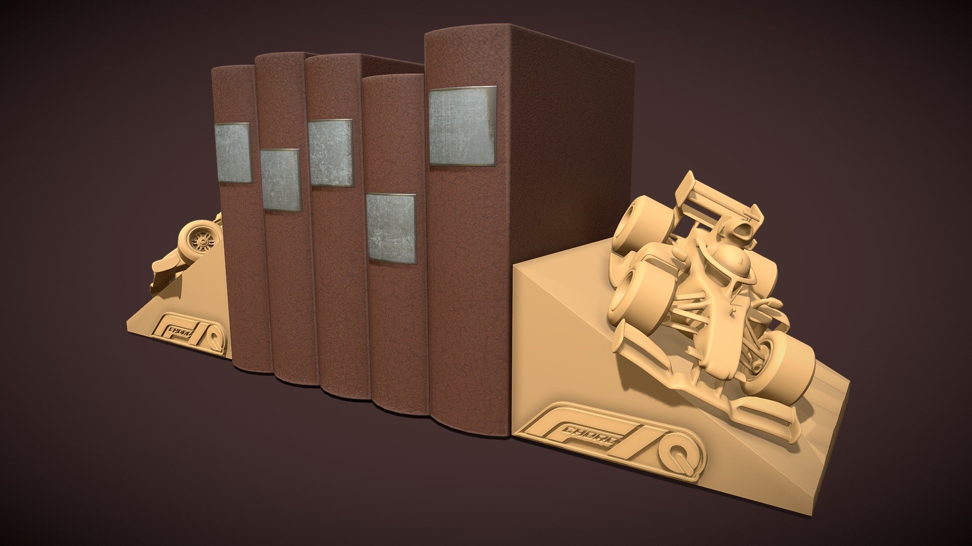 Choro-Q style F1 car bookends, model ready to be 3d printed 3d model