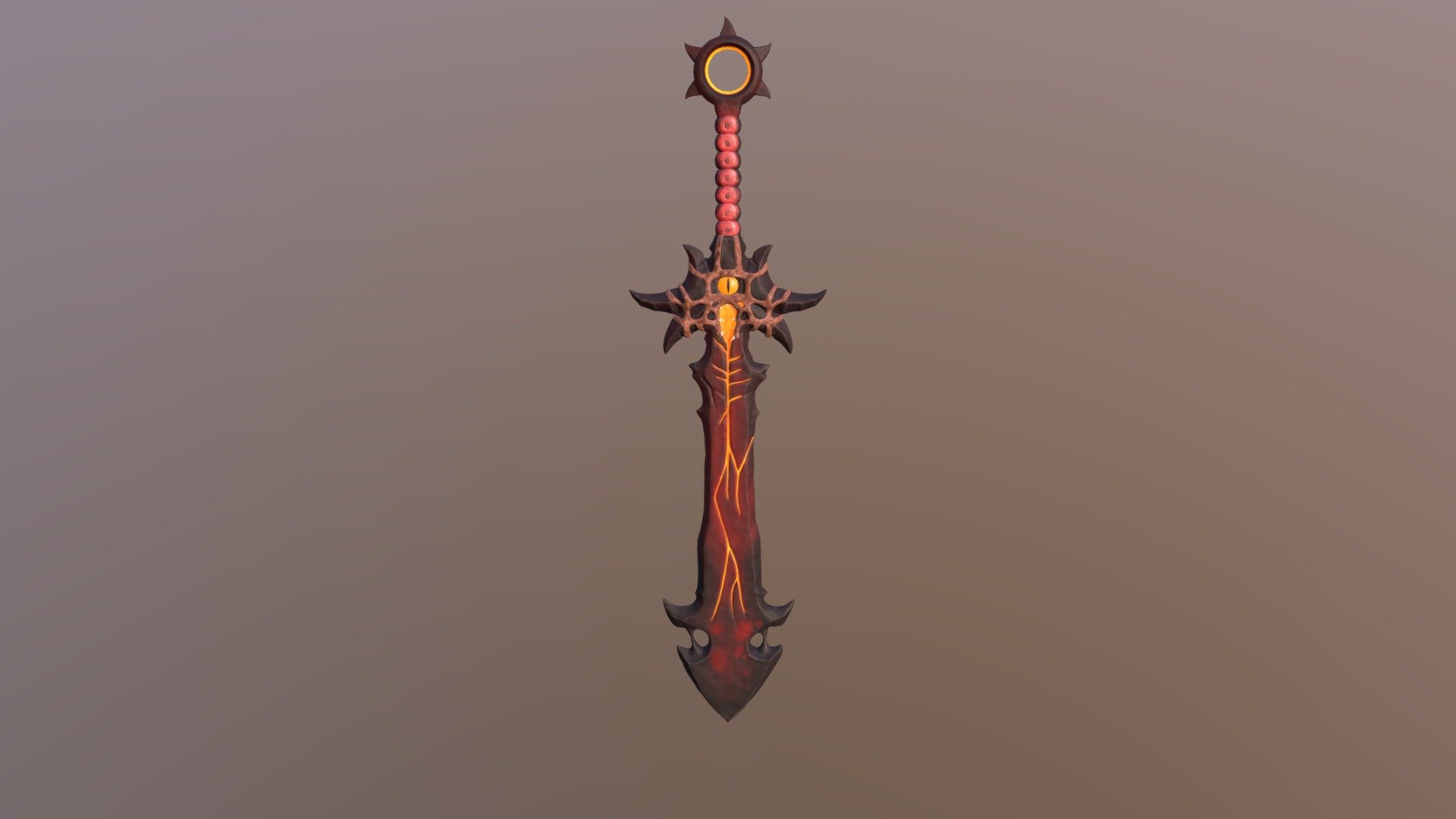 Fantasy sword made of stone, with lava flowing out of the center 3d model