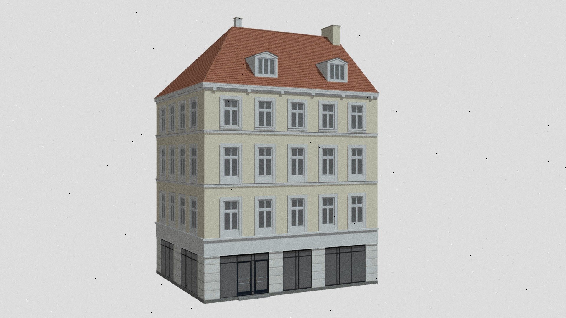 European Commercial Building. Model made for Cities Skylines game 3d model
