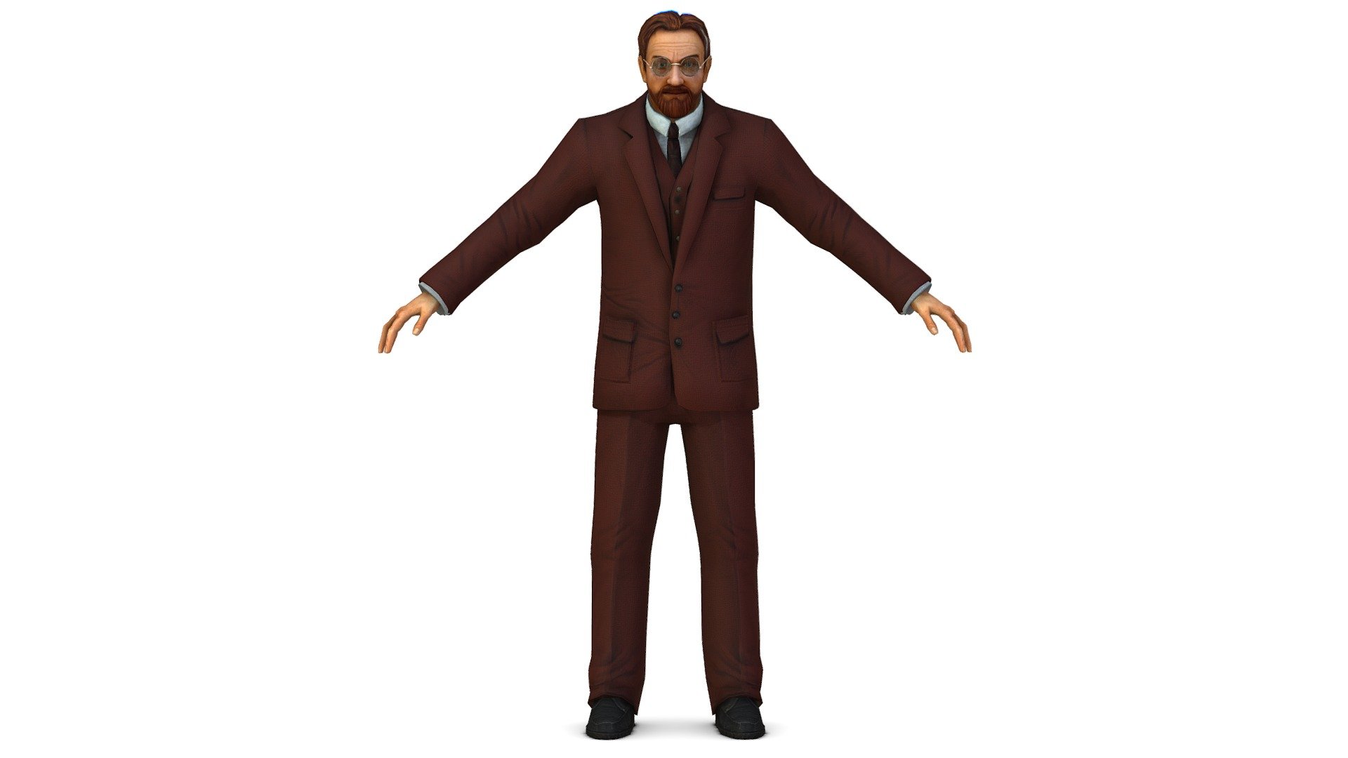 2x color 1024 Textures and Bump Textures - Retro Older Man Doctor in Brown Suit - Buy Royalty Free 3D model by Oleg Shuldiakov (@olegshuldiakov) 3d model