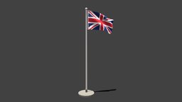 Low Poly Seamless Animated United Kingdom Flag wind, jack, flag, country, british, britain, union, national, kingdom, united, pole, seamless, nation, low-poly, lowpoly, animation