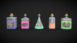 Magic Potions wizard, prop, dream, cork, accessories, pack, african, spell, witchcraft, potion, bottles, wizzard, potions, props-assets, herbs, magic-potion, potionbottle, low-poly, lowpoly, witch, bottle, magic, noai