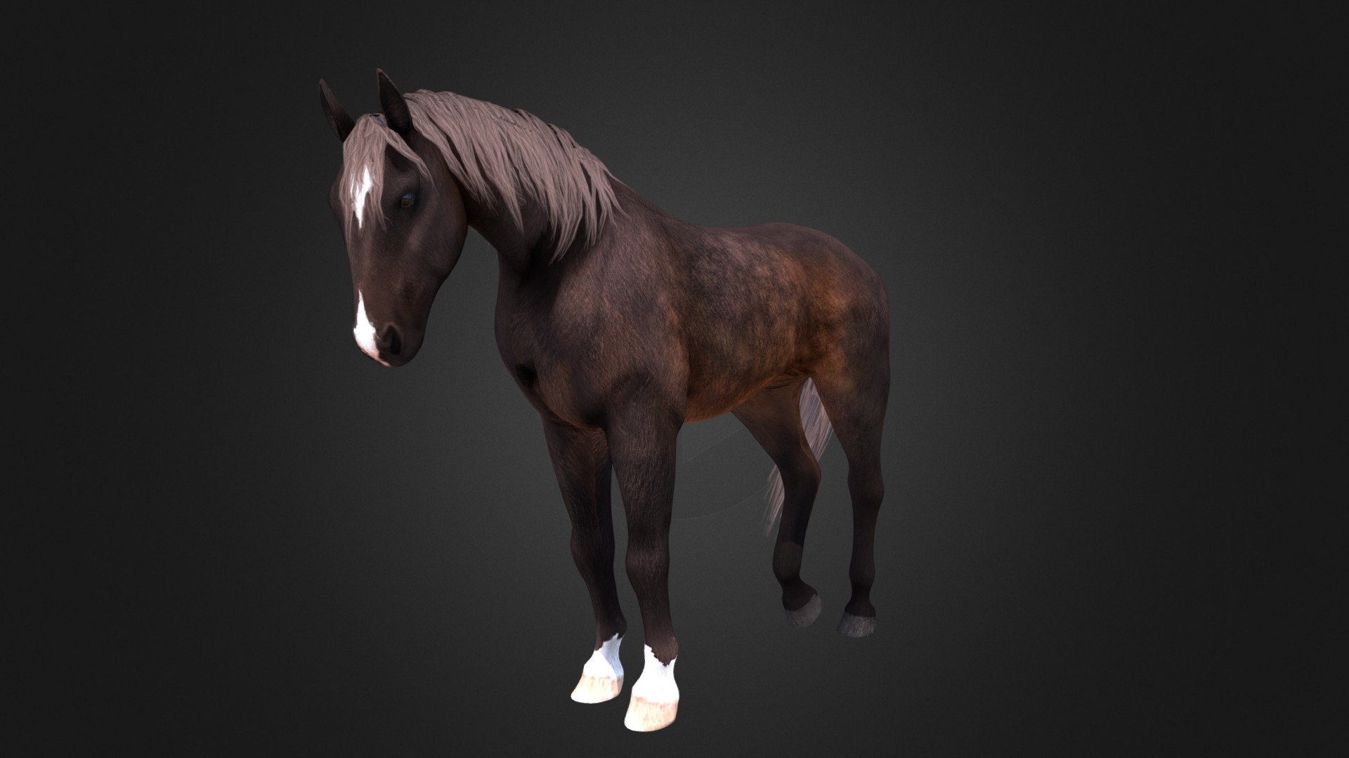 A realistic version of the the low poly horse I made earlier 3d model