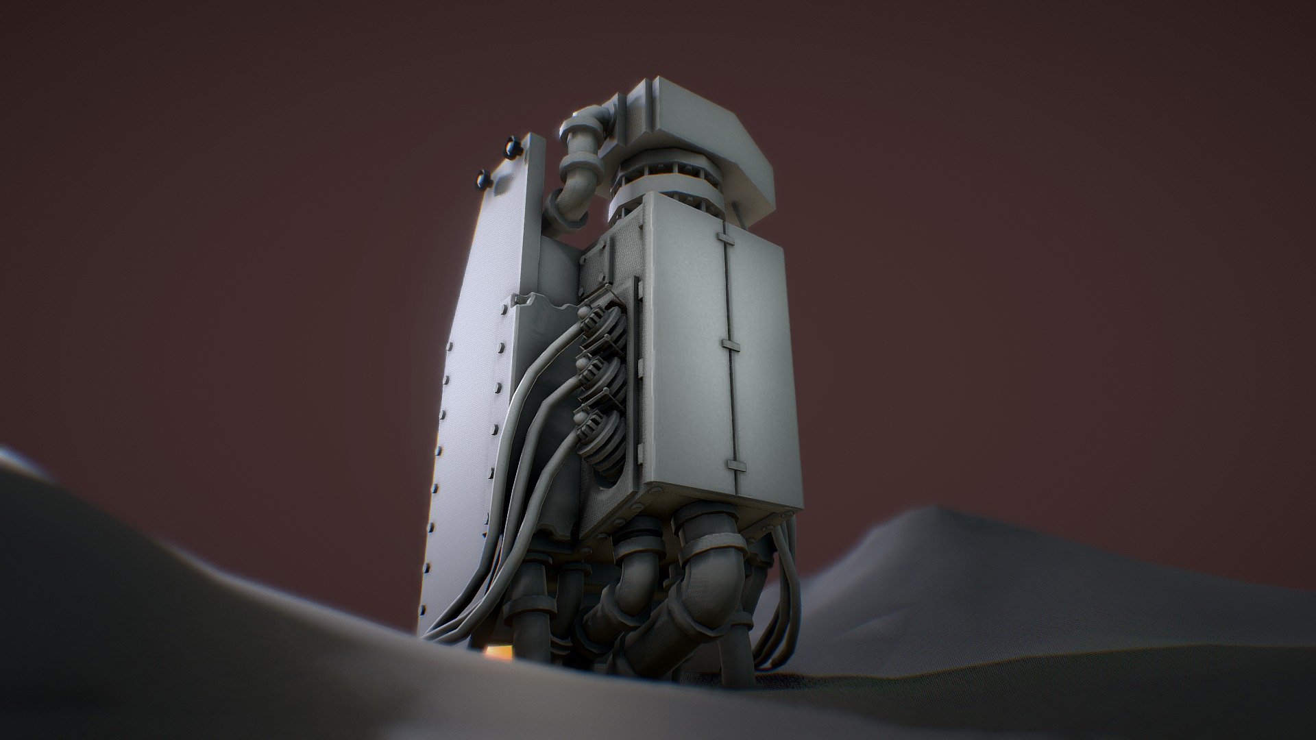 -Sketchfab Challenge: Low Poly Dieselpunk- 
This is my entry for the Dieselpunk Challenge.
The project was made in 2 days. I modelled it with the power of Houdini. :)

The pump is collecting resources on a planet. Those resources can be collected and then send to base to power up the base 3d model