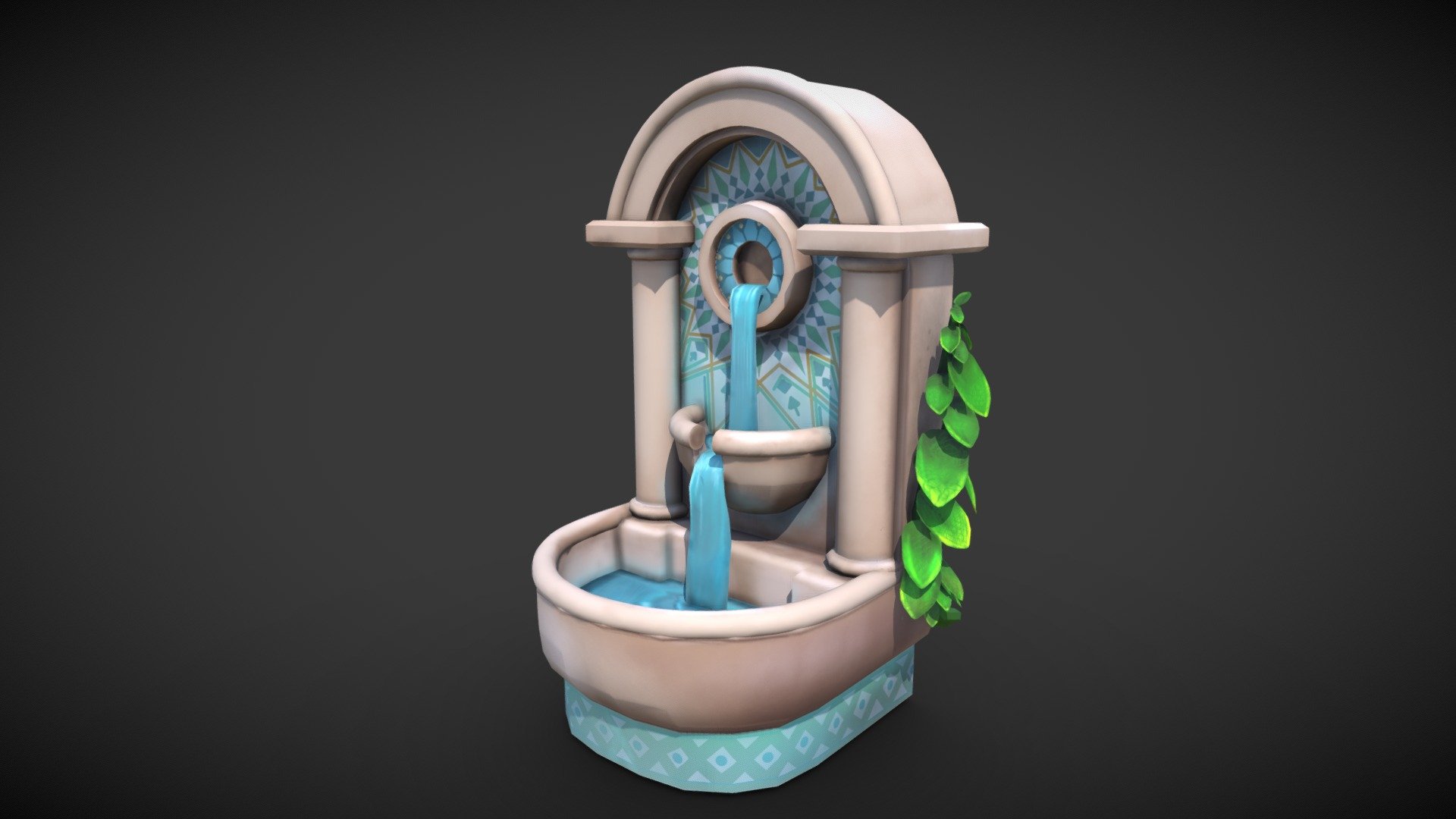 Game-ready low-poly model of stylized fountain - Stylized Fountain - Download Free 3D model by Kesenkai 3d model
