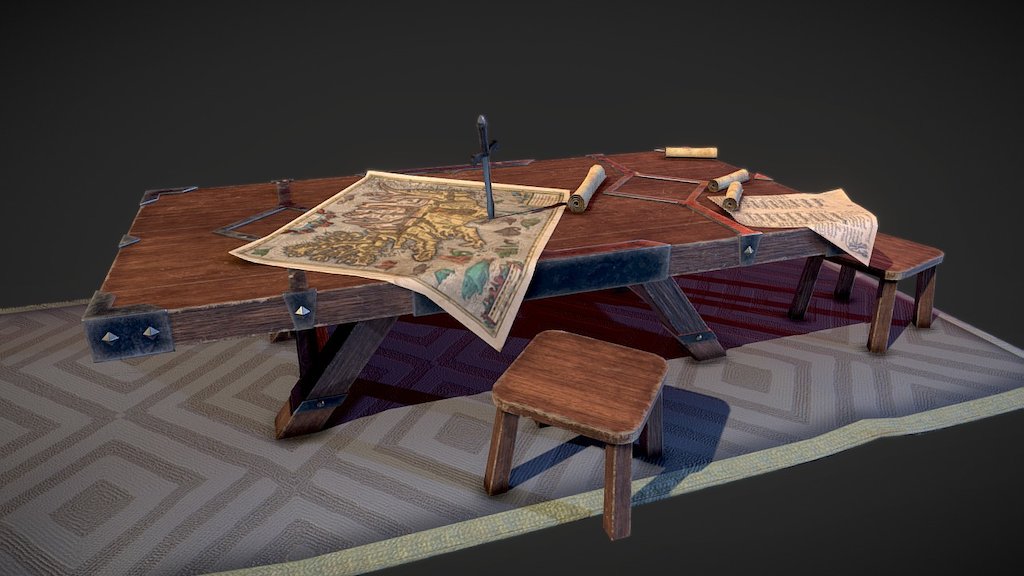 Medieval table - 3D model by illness88 3d model