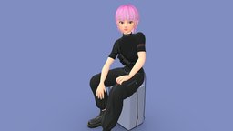 Cyber Punk Girl fashion, sculpting, cyber, clothes, bag, cyberpunk, pants, retopology, pink, mixamo, optimized, garment, pinkhair, stylizedcharacter, handpainted, girl, blender, female, human